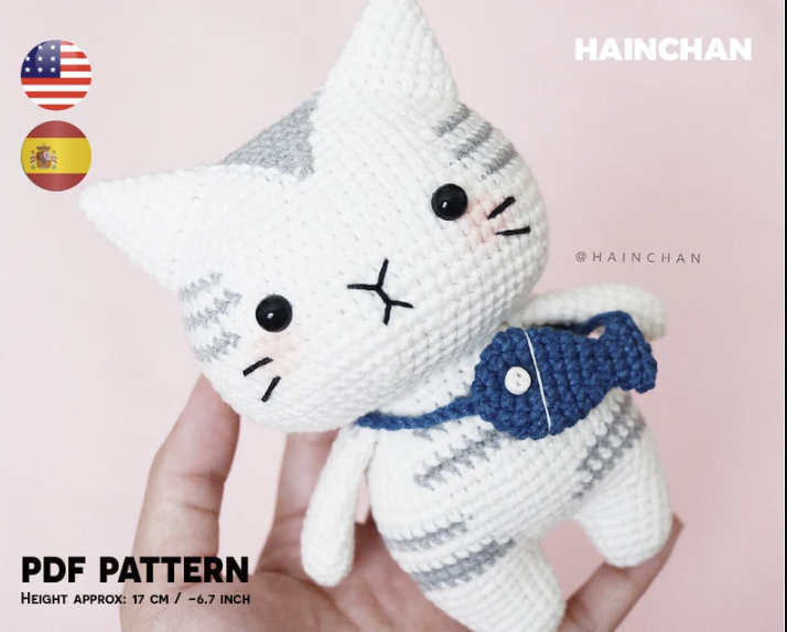 Digital Silver Tabby Cat Crochet Pattern - Instant Download DIY Amigurumi Pattern in PDF File | Cute Crochet Pattern Ideas