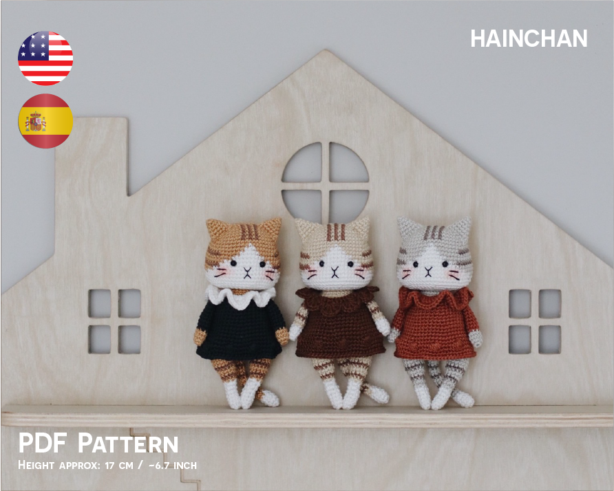 Sassy the Tabby Cat (Full Body + Keychain) Crochet Pattern by Hainchan - Digital PDF Download