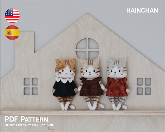 Sassy the Tabby Cat (Full Body + Keychain) Crochet Pattern by Hainchan - Digital PDF Download