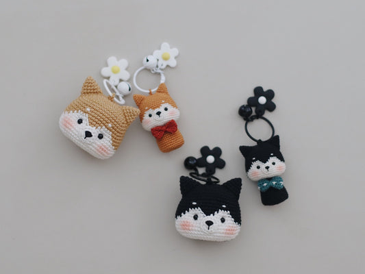 Unique Shiba Dog Head Pattern PDF for Crochet Enthusiasts - Create Adorable Keychains Ring and Bag Charms