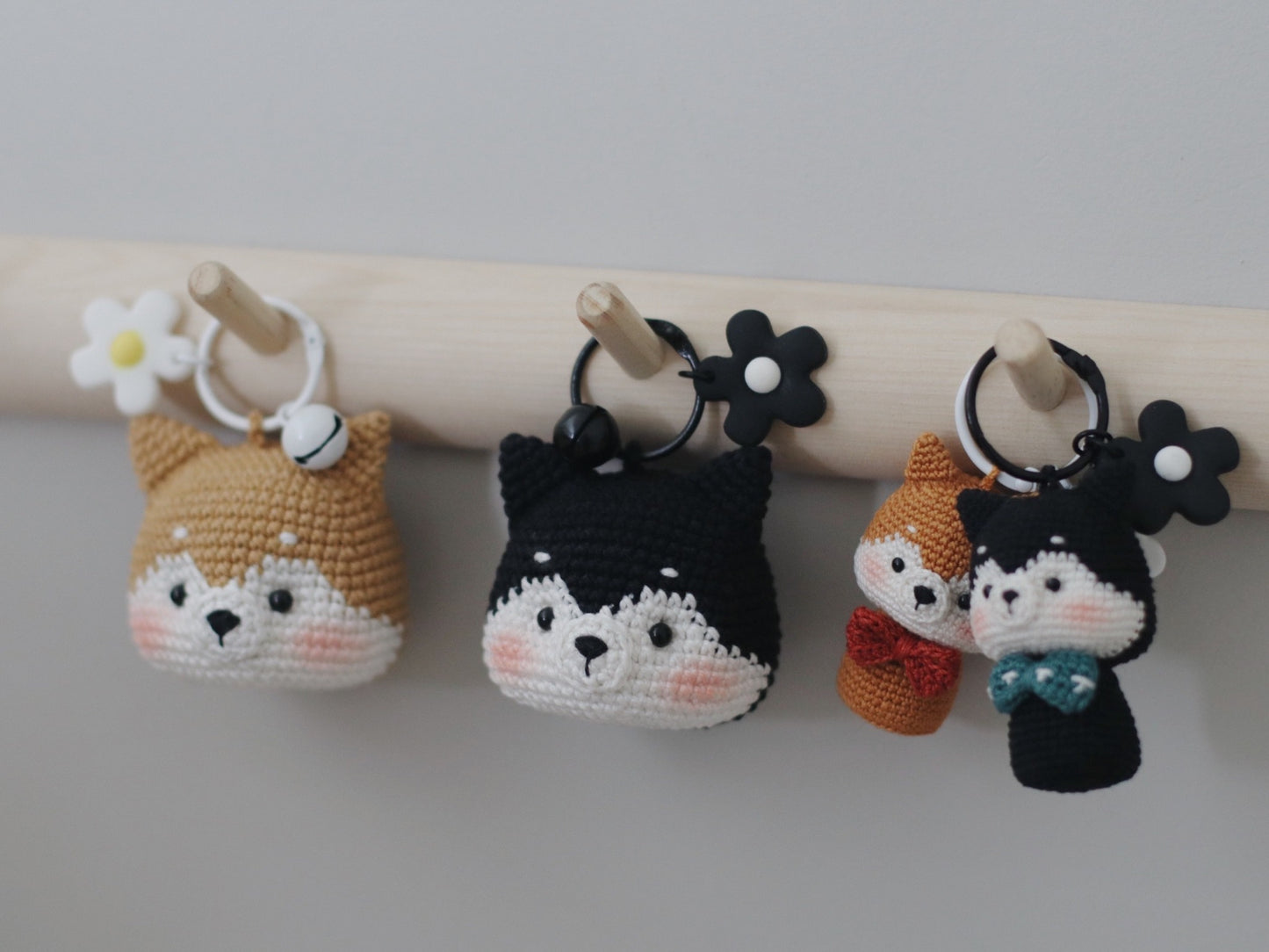 Unique Shiba Dog Head Pattern PDF for Crochet Enthusiasts - Create Adorable Keychains Ring and Bag Charms