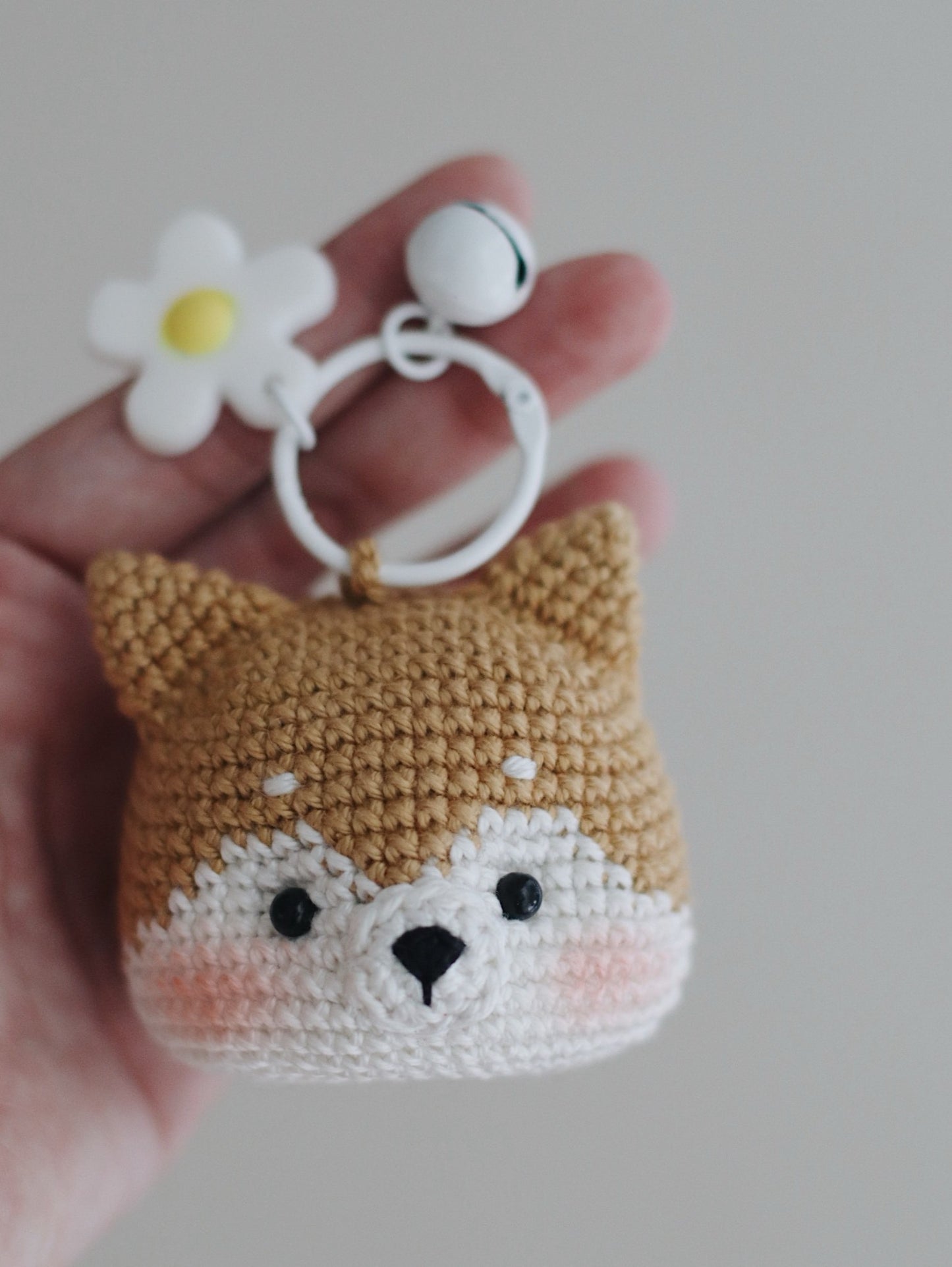 Unique Shiba Dog Head Pattern PDF for Crochet Enthusiasts - Create Adorable Keychains Ring and Bag Charms