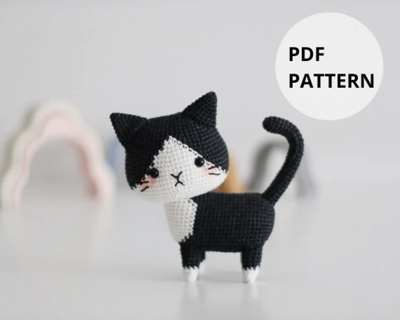 Digital Tuxedo Cat Crochet Pattern – Instant Download DIY Amigurumi Pattern in PDF File | Cute Crochet Pattern Ideas
