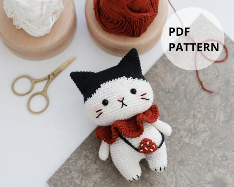 Digital Mushroom Cat Crochet Pattern – Instant Download DIY Amigurumi Pattern in PDF File | Cute Crochet Pattern Ideas
