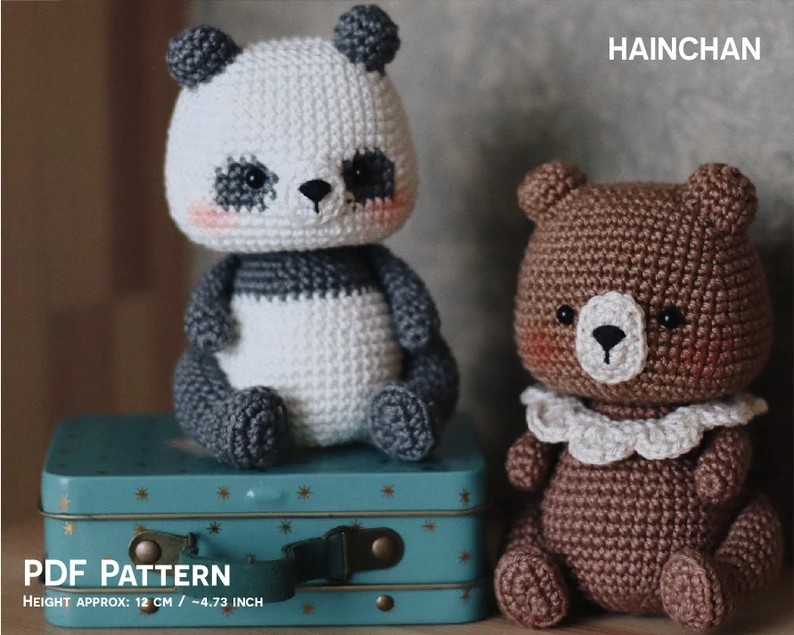 Digital Panda and Bear (Full body + keychain) Crochet Pattern – Instant Download DIY Amigurumi Pattern in PDF File | Cute Crochet Pattern